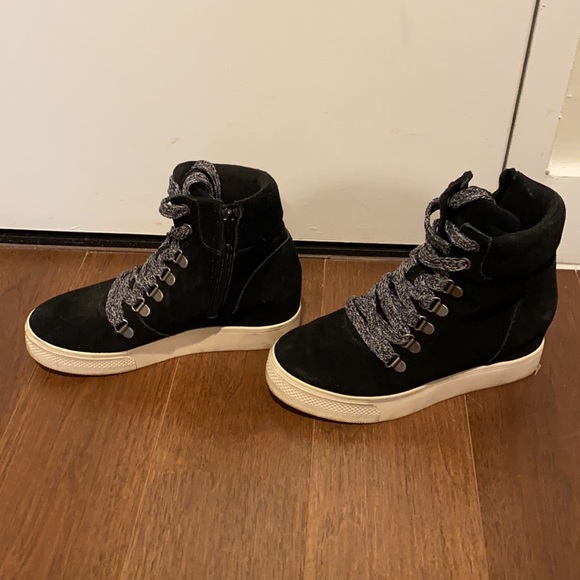 Black Steve Madden Wedge Sneaker - Picture 3 of 4
